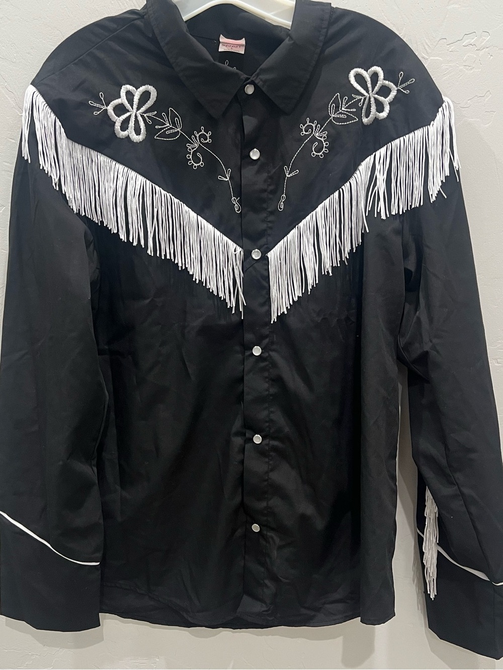Barbie Movie Ken Black and White Western Cowboy Fringed Costume Shirt Size L
